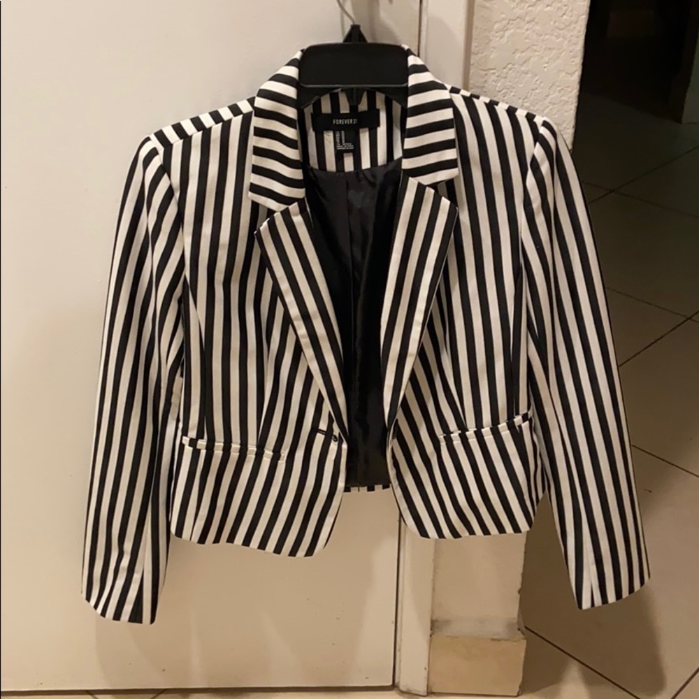 Black and white striped blazer